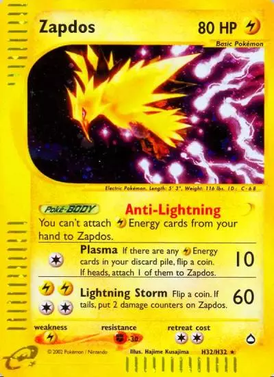 Zapdos H32/147 Aquapolis Pokemon card