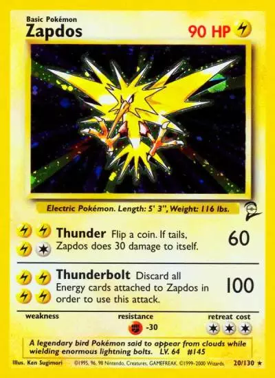 Zapdos 20/130 Base Set 2 Pokemon card