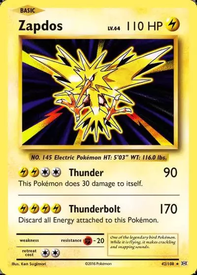 Zapdos 42/108 Evolutions Pokemon card