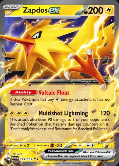 Zapdos ex 145/165 151 Pokemon card