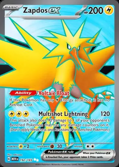 Zapdos ex 192/165 151 Pokemon card