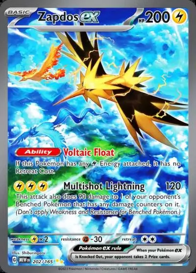 Zapdos ex 202/165 151 Pokemon card