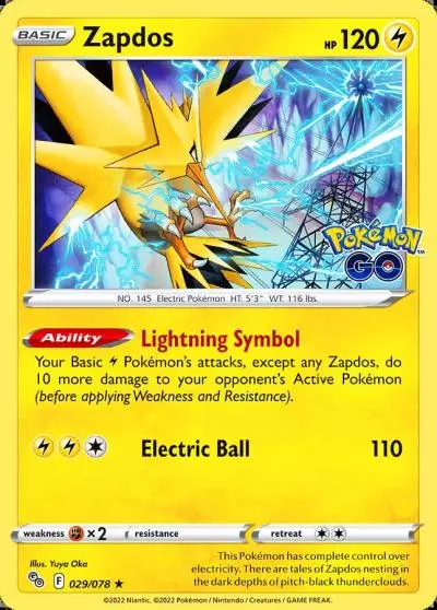 Zapdos 29/78 Pokémon GO Pokemon card
