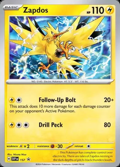 Zapdos 157/165 Scarlet & Violet Black Star Promos Pokemon card