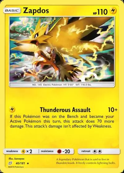 Zapdos 40/181 Team Up Pokemon card