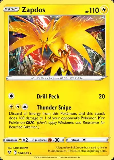 Zapdos 48/185 Vivid Voltage Pokemon card