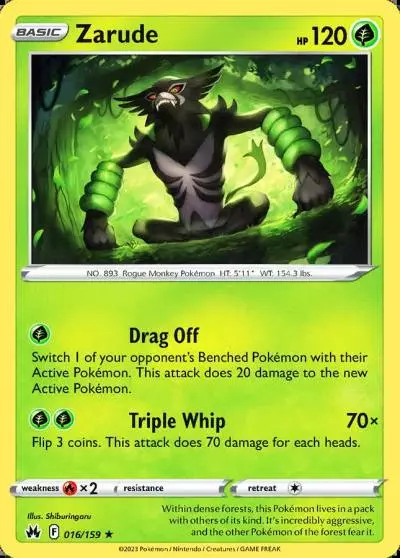 Zarude 16/159 Crown Zenith Pokemon card