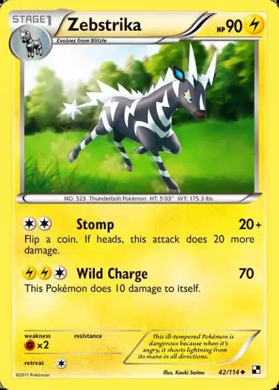 Zebstrika 42/114 Black & White Pokemon card