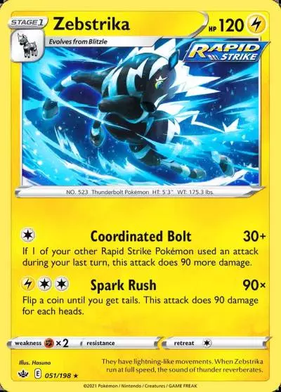 Zebstrika 51/198 Chilling Reign Pokemon card