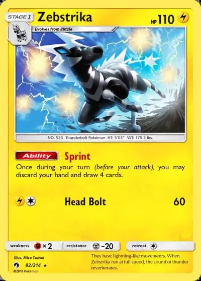 Zebstrika 82/214 Lost Thunder Pokemon card