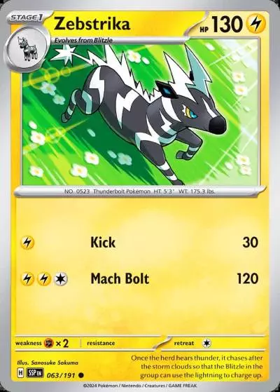 Zebstrika 63/191 Surging Sparks Pokemon card