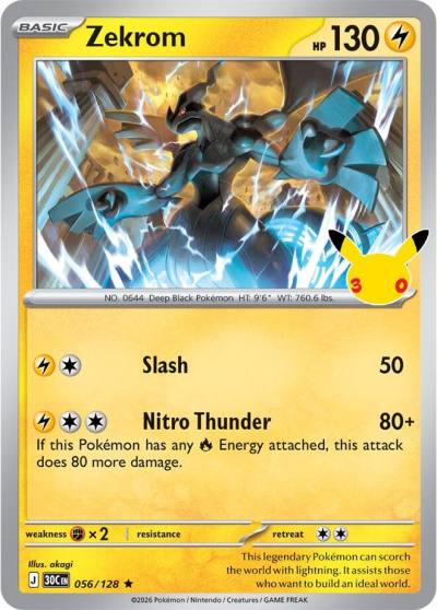 Zekrom 56/128 30th Celebration Pokemon card
