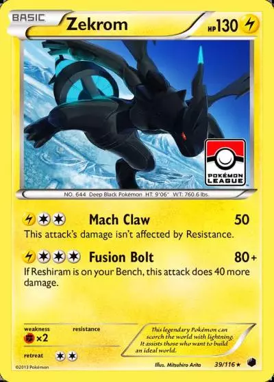 Zekrom 39/116 Plasma Freeze Pokemon card