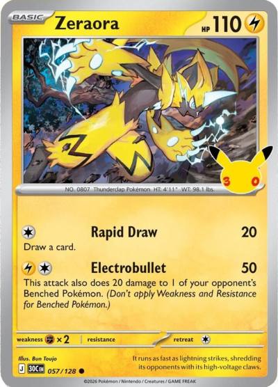 Zeraora 57/128 30th Celebration Pokemon card