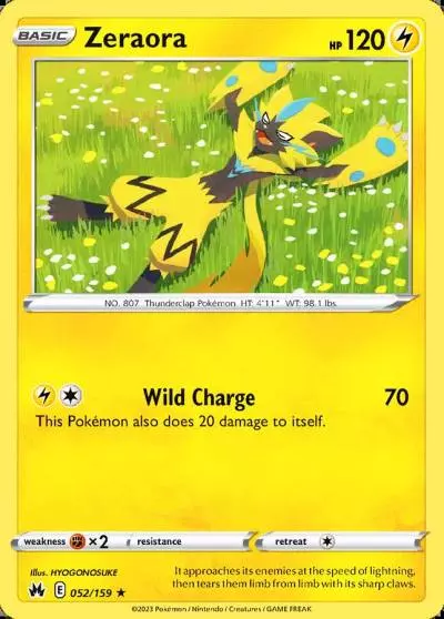 Zeraora 52/159 Crown Zenith Pokemon card