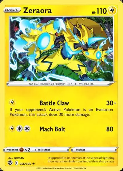 Zeraora 56/195 Silver Tempest Pokemon card