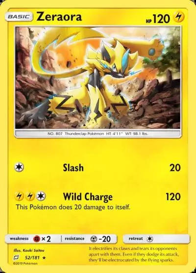 Zeraora 52/181 Team Up Pokemon card