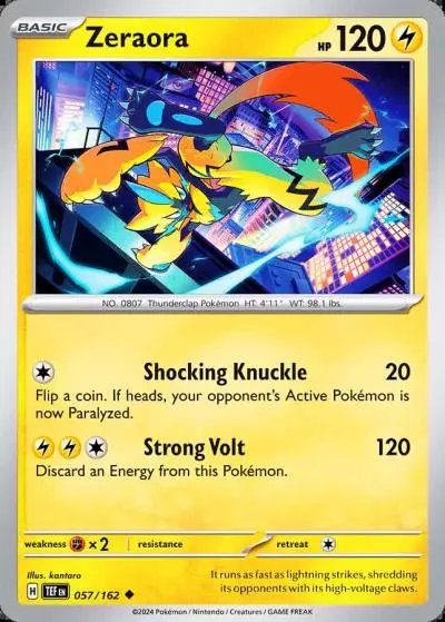 Zeraora 57/162 Temporal Forces Pokemon card