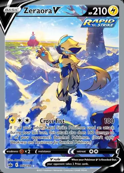 Zeraora V 166/198 Chilling Reign Pokemon card