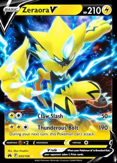 Zeraora V 53/159 Crown Zenith Pokemon card