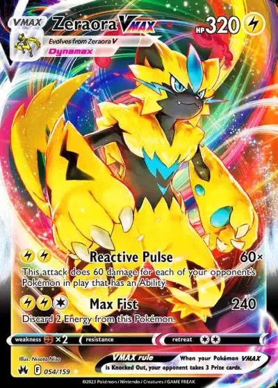 Zeraora VMAX 54/159 Crown Zenith Pokemon card