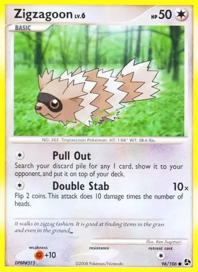 Zigzagoon 96/106 Great Encounters Pokemon card