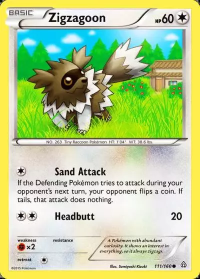 Zigzagoon 111/160 Primal Clash Pokemon card