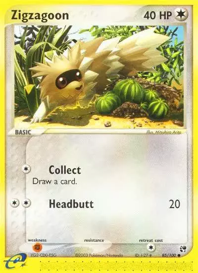 Zigzagoon 85/100 Sandstorm Pokemon card