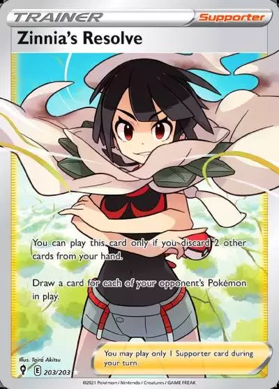 Zinnia's Resolve 203/203 Evolving Skies Pokemon card