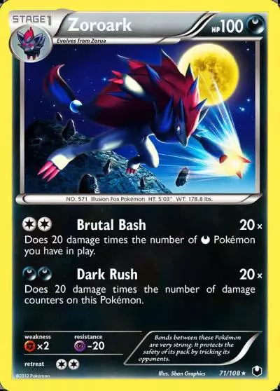 Zoroark 71/108 Dark Explorers Pokemon card