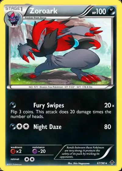 Zoroark 67/98 Emerging Powers Pokemon card