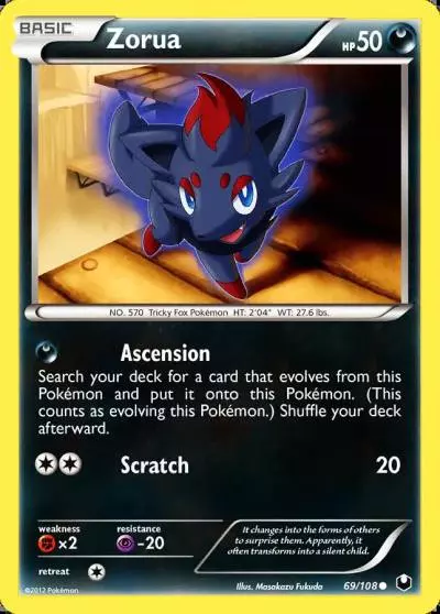 Zorua 69/108 Dark Explorers Pokemon card