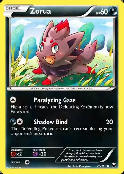 Zorua 70/108 Dark Explorers Pokemon card