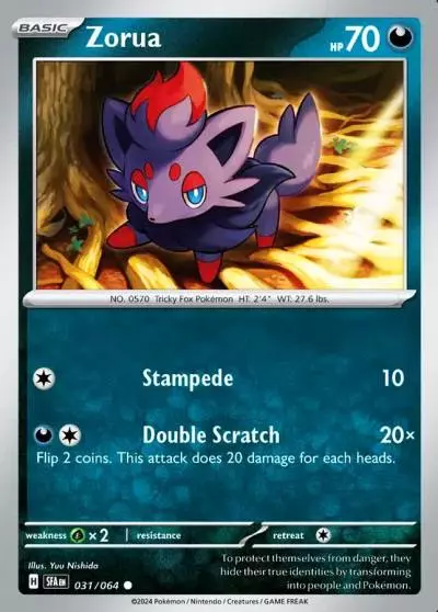 Zorua 31/64 Shrouded Fable Pokemon card