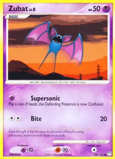 Zubat 108/123 Mysterious Treasures Pokemon card