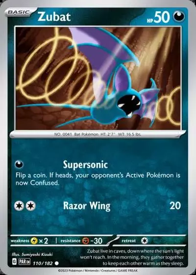 Zubat 110/182 Paradox Rift Pokemon card