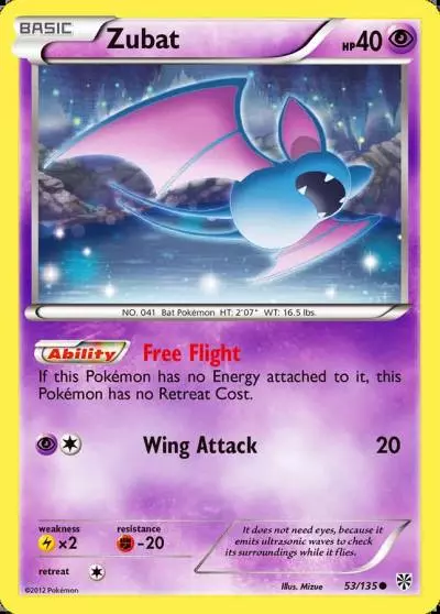 Zubat 53/135 Plasma Storm Pokemon card