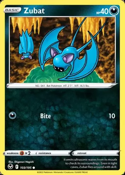 Zubat 103/195 Silver Tempest Pokemon card