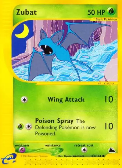 Zubat 118/144 Skyridge Pokemon card