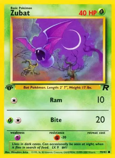 Zubat 70/82 Team Rocket Pokemon card