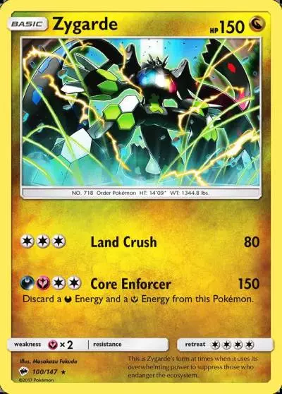 Zygarde 100/147 Burning Shadows Pokemon card