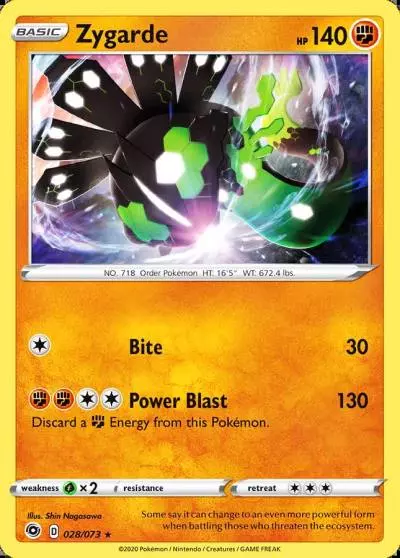 Zygarde 28/73 Champion's Path Pokemon card