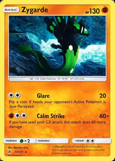 Zygarde 72/131 Forbidden Light Pokemon card